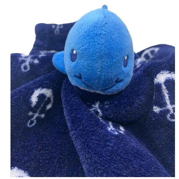 Blue Whale Anchor Lovey Baby Blanket Plush Stuffed Security Support Pet Toy - Picture 2 of 8